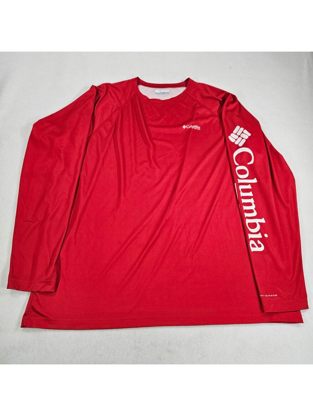 Columbia PFG Omni Shade Mens XXL Red Long Sleeve Performance Fishing Shirt Tee